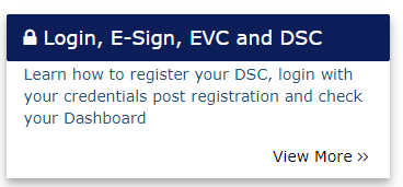 Login, E-Sign, EVC and DSC