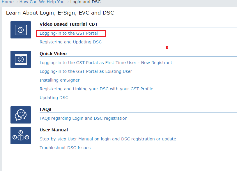 Logging-in to the GST Portal