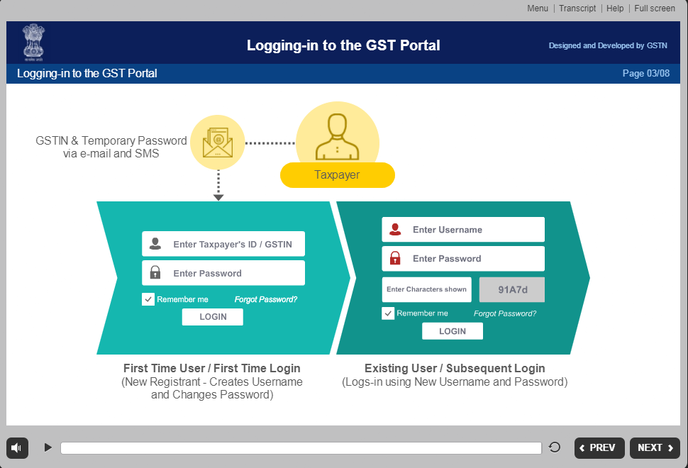 logginging to GST portal video